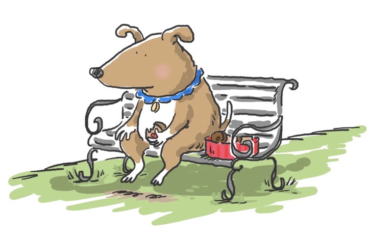 podge on bench & tree3copy